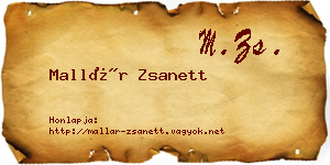 Mallár Zsanett névjegykártya
